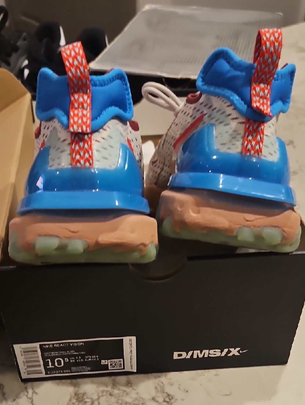 Nike Men's React Vision Sneakers with Blue, Pink and Cream Accents - Picture 5 of 8
